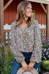 Keeping Dreams Alive Floral Blouse- Hunter Green
