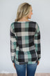 Checkered Pullover Pocket Top- Mint & Navy