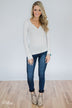 Need You Now 5-Button Henley Top- White