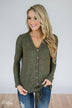 Dearly Loved Button Down Top- Olive