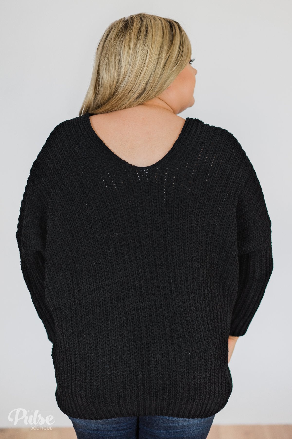 Softly Knitted Chunky Sweater- Black