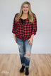 Keep It Coming Buffalo Plaid Button Up Top