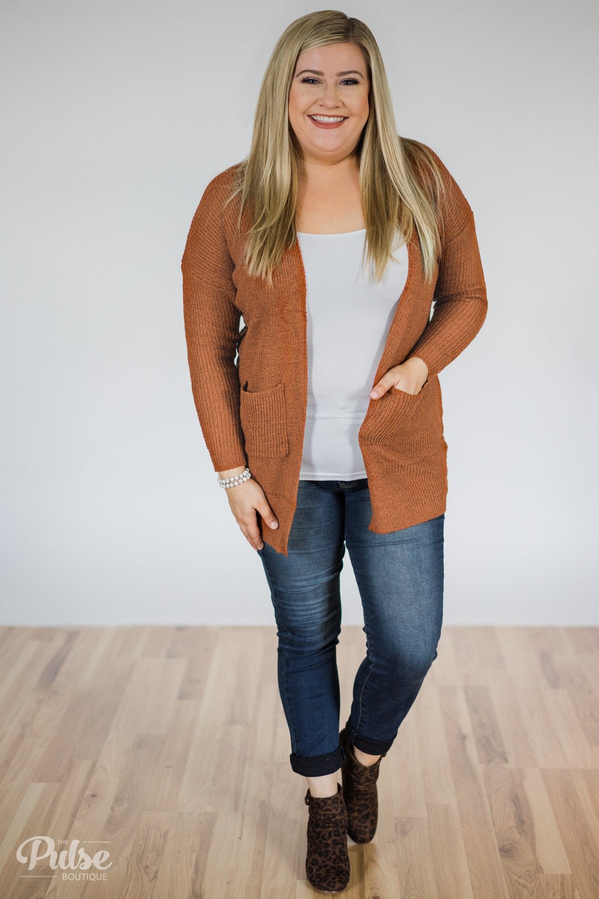 Along for the Ride Knitted Cardigan- Burnt Orange