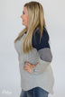 Hold on Tight Striped Sleeve Top- Heather Grey & Navy