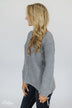 Grey Knit Sweater w/ Sleeve Detail