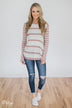 Good Things Coming Striped Knit Sweater- Light Mauve