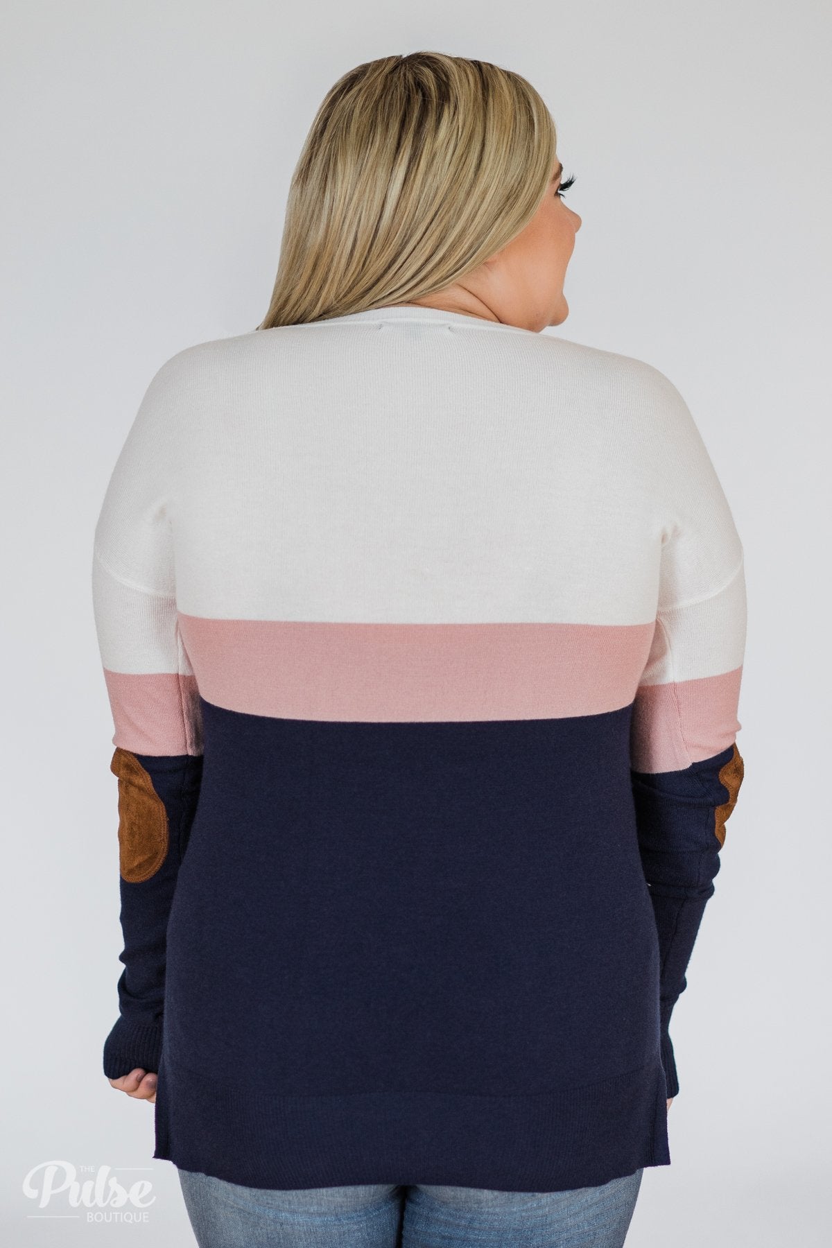 Adore You Color Block Sweater- Navy & Pink