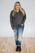 Dearly Loved Button Down Top- Charcoal