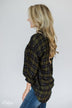 Take It Away Plaid Top- Olive & Navy