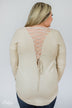 Soft Bliss Lace Down Back Sweater- Oatmeal
