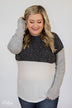 Can't Get Enough Color Block Top- Charcoal, Grey, Ivory