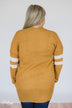 Varsity Stripe Knitted Cardigan- Golden Yellow
