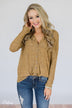 Dearly Loved Button Down Top- Heathered Mustard