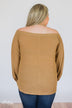 Thermal Off the Shoulder Button Top- Mustard