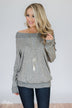 Keep Holding On Sleeve Detail Sweater- Heather Grey