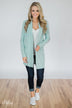 As Long As You Need Elbow Patch Cardigan- Bright Mint