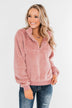 C'est Toi Quarter Zip Pullover Sherpa - Dusty Rose