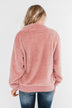 C'est Toi Quarter Zip Pullover Sherpa - Dusty Rose