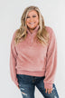 C'est Toi Quarter Zip Pullover Sherpa - Dusty Rose
