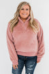 C'est Toi Quarter Zip Pullover Sherpa - Dusty Rose