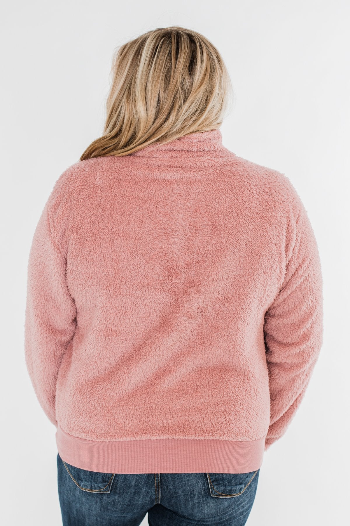 C'est Toi Quarter Zip Pullover Sherpa - Dusty Rose
