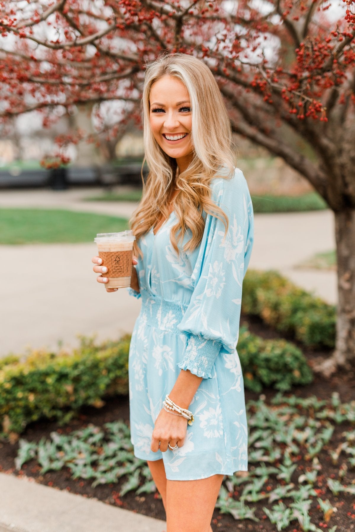 Got You On My Mind Floral Romper- Sky Blue