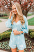 Got You On My Mind Floral Romper- Sky Blue