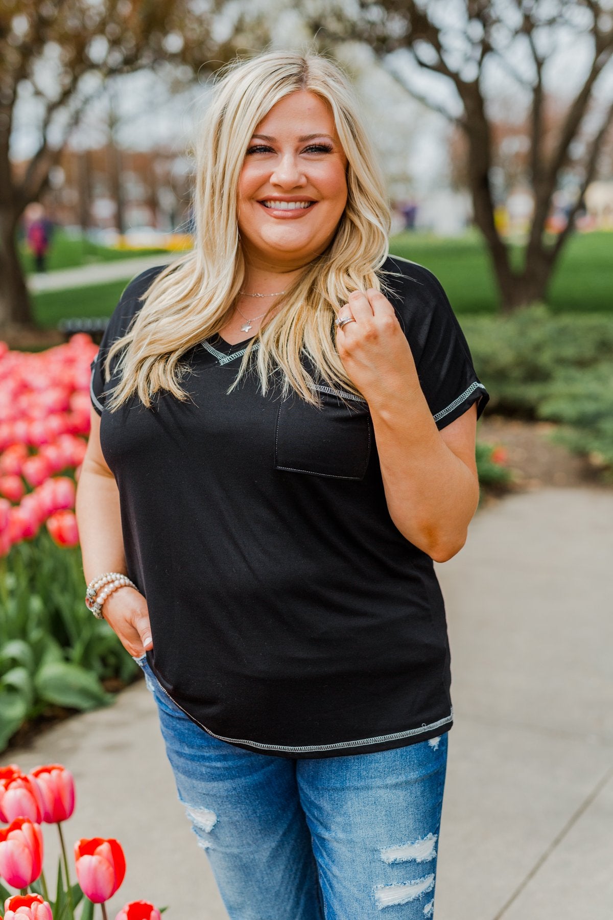 First Impressions Short Sleeve Top- Black