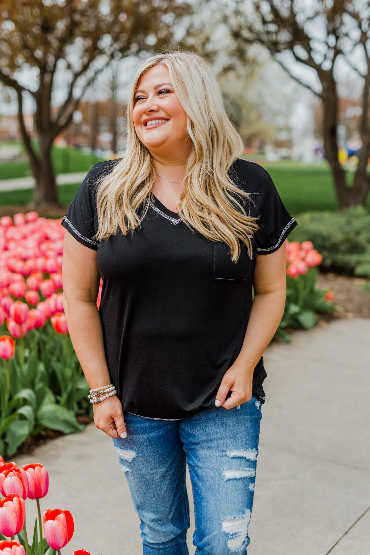 First Impressions Short Sleeve Top- Black