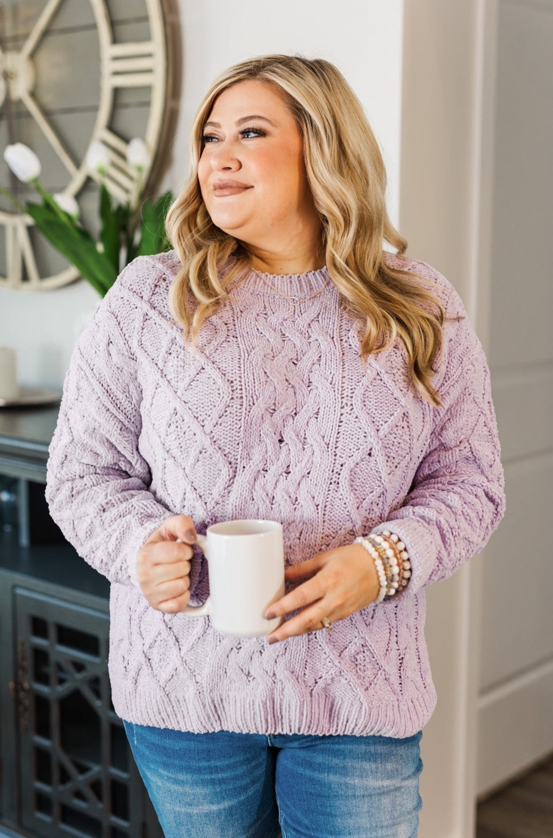 Where Life Leads Chenille Knit Sweater- Lilac