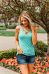 Places To Go Criss Cross Tank Top- Mint Blue