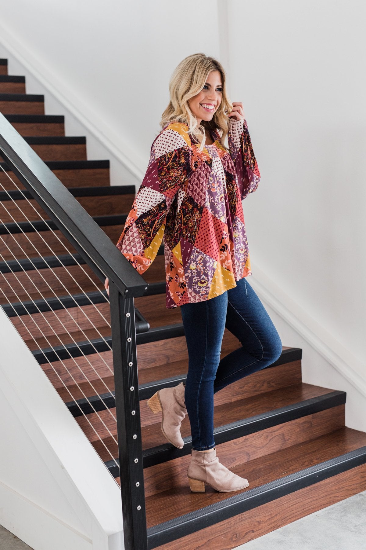 Wandering Free Printed Blouse- Purple Tones