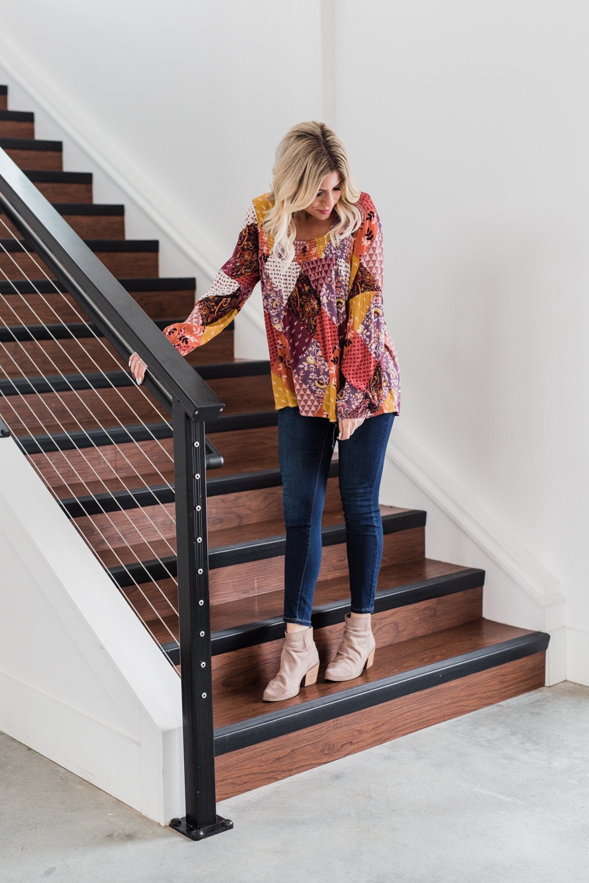 Wandering Free Printed Blouse- Purple Tones