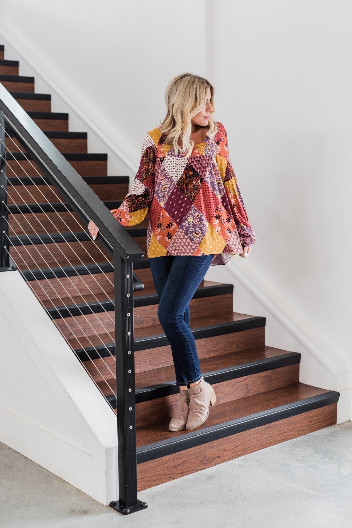 Wandering Free Printed Blouse- Purple Tones