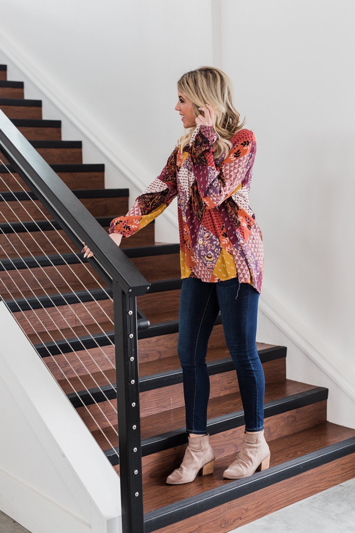 Wandering Free Printed Blouse- Purple Tones