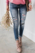 KanCan Distressed Skinny Jeans- Aztec Patch