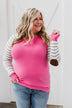 Loving Life Striped Sweater- Bubblegum Pink & Ivory
