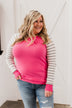 Loving Life Striped Sweater- Bubblegum Pink & Ivory