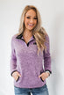 Pulse Exclusive Quarter Button Pullover- Heathered Purple