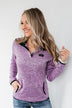 Pulse Exclusive Quarter Button Pullover- Heathered Purple