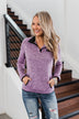 Pulse Exclusive Quarter Button Pullover- Heathered Purple