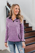 Pulse Exclusive Quarter Button Pullover- Heathered Purple