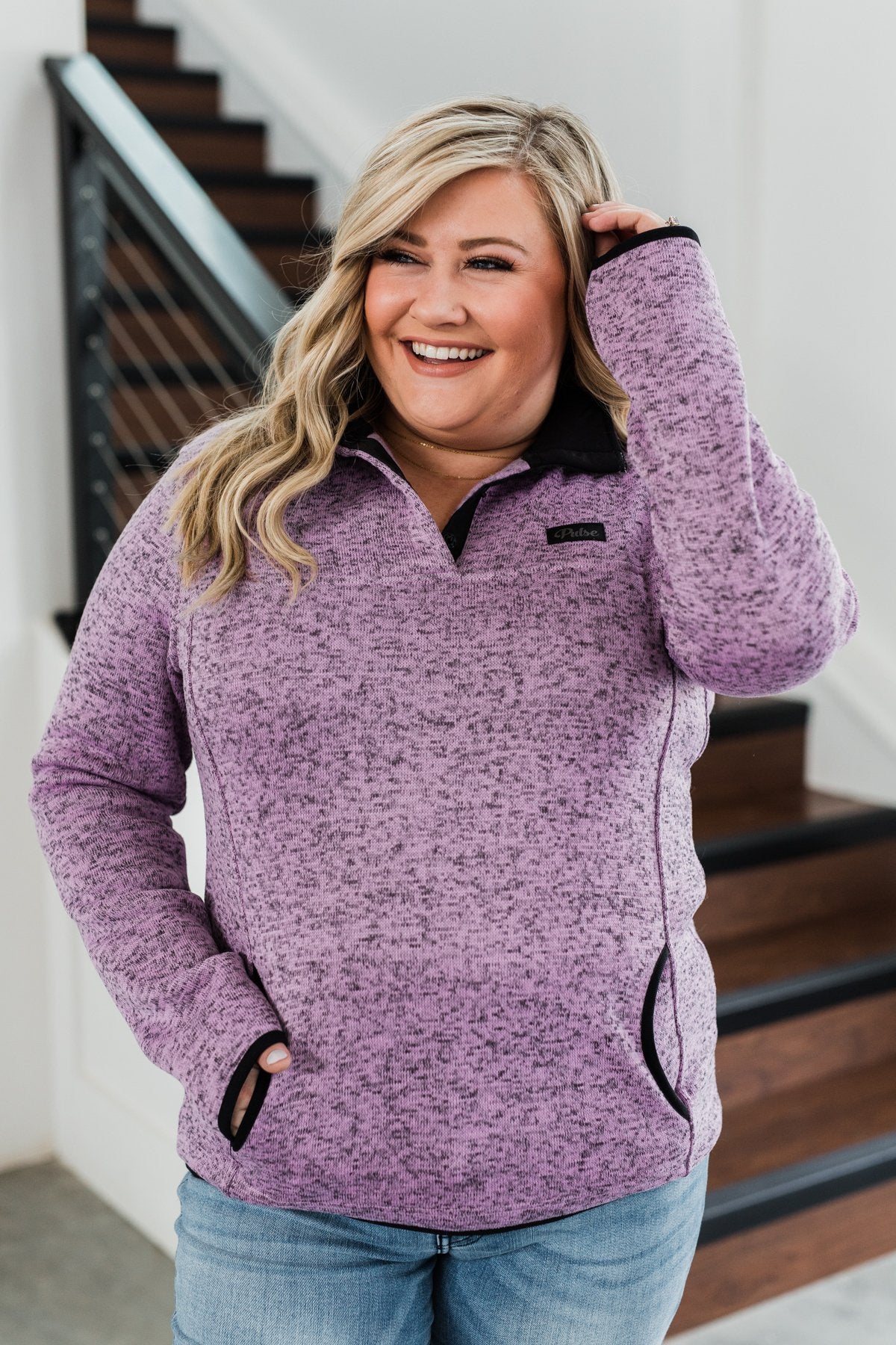 Pulse Exclusive Quarter Button Pullover- Heathered Purple