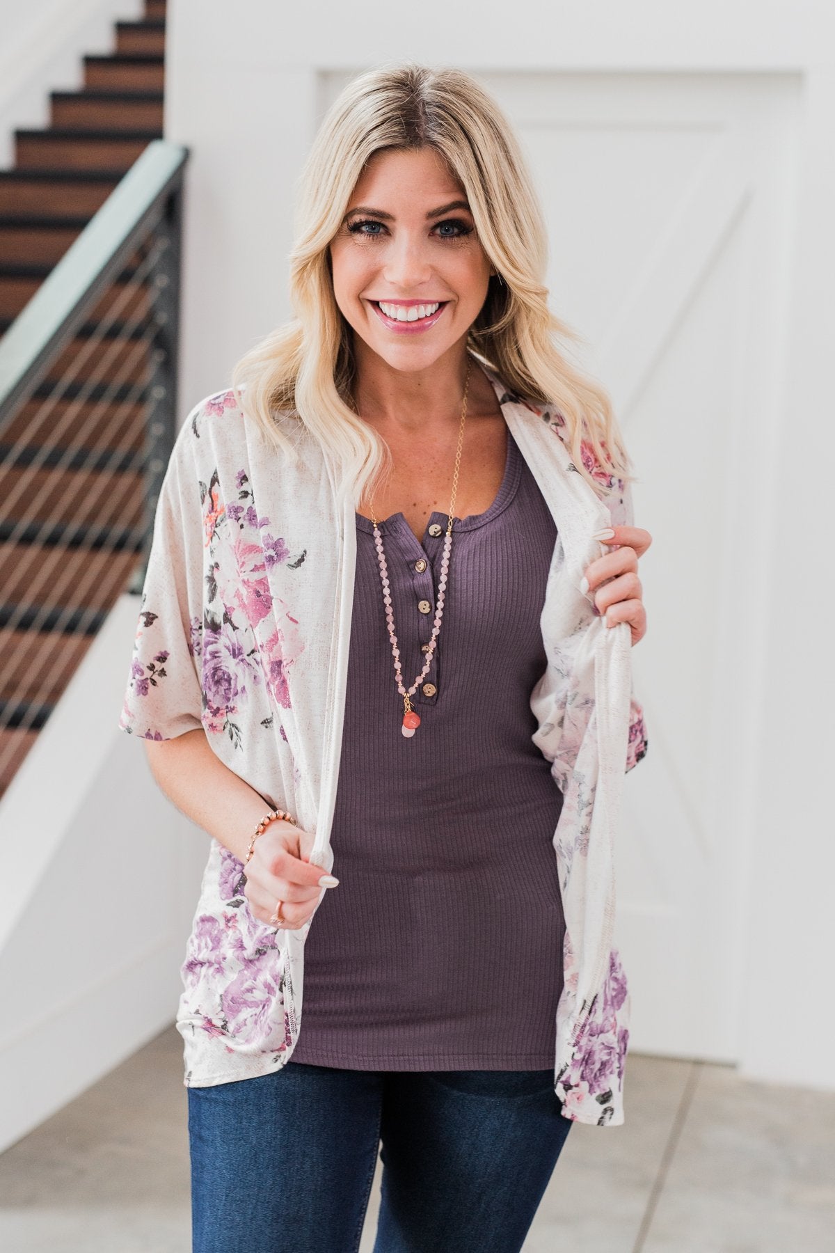 Love That I Give Floral Kimono- Purple Tones