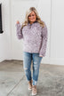 Quarter Zip Leopard Sherpa- Lilac