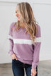 Make No Mistake Long Sleeve Top- Dark Lavender & Ivory