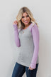 Season Awaits Long Sleeve Raglan Top- Lavender