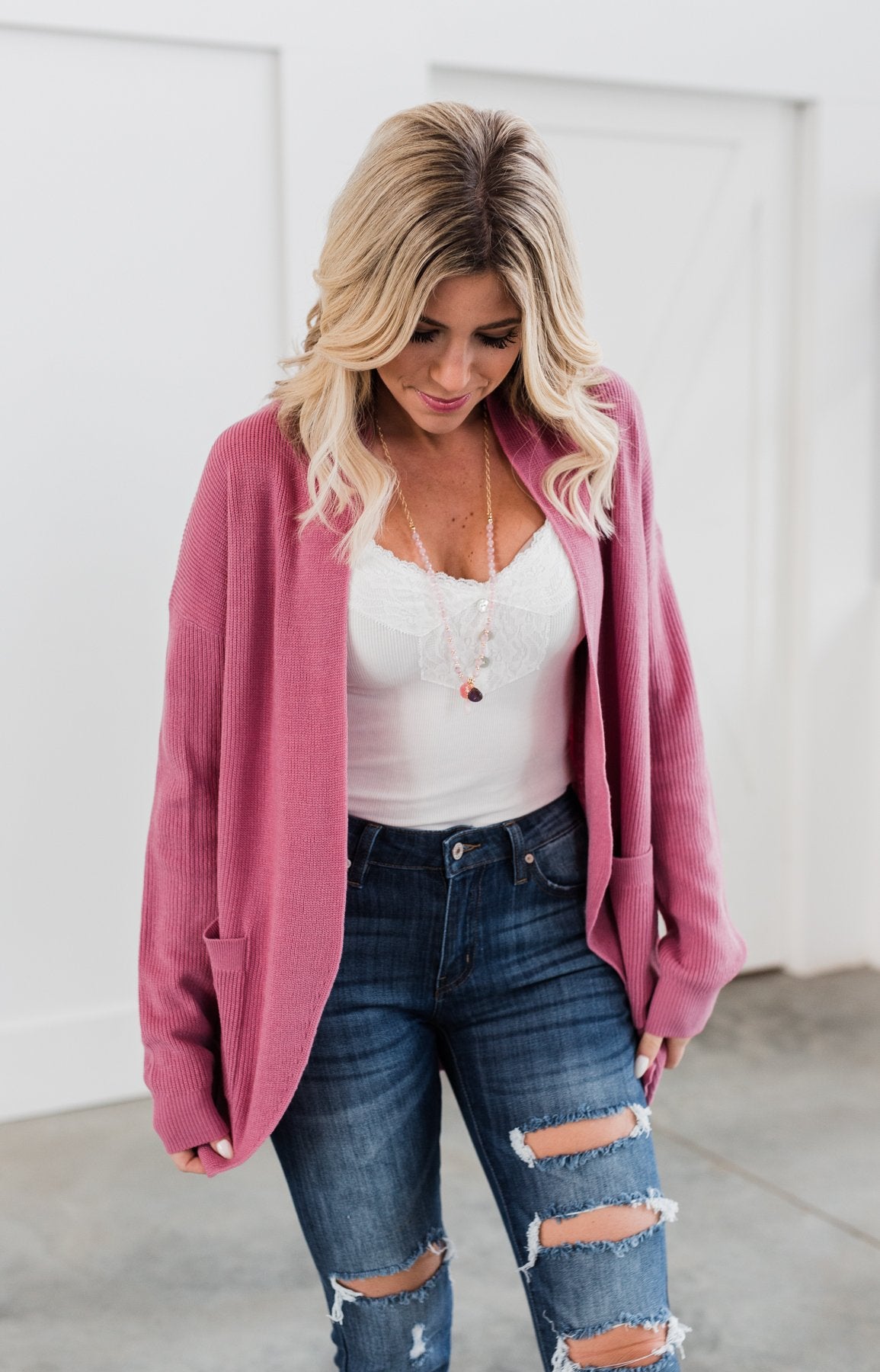 Share The Love Knit Cardigan- Orchid