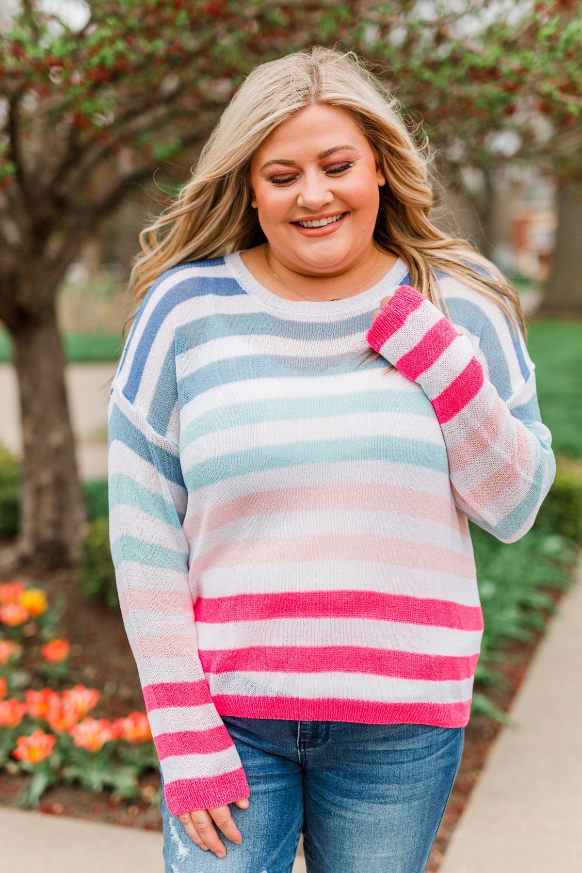 Blessed Days Striped Knit Top- Shades of Pink & Blue