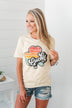 "Lucky" Striped Shamrock Retro Graphic Tee- Cream